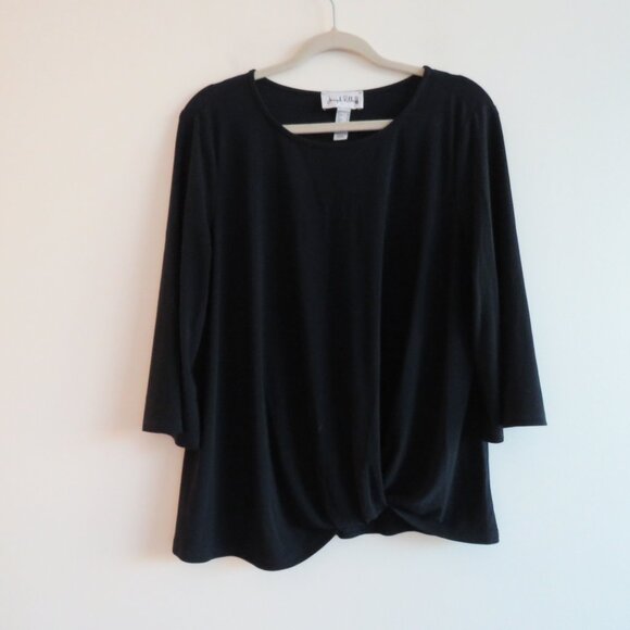 JOSEPH RIBKOFF Knot Hem Stretch Top in Navy Office Minimalist Comfort Size US 10 - Picture 2 of 13